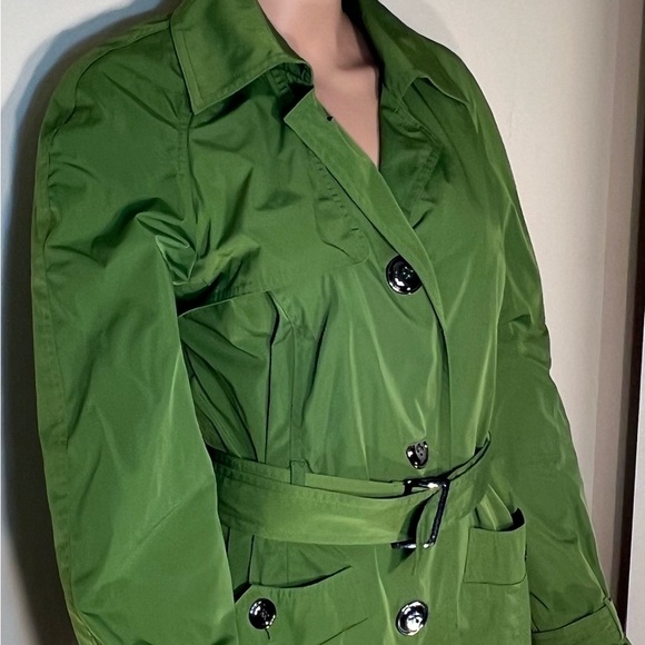 Talbots Green All Weather Lined  Rain Trench Coat‎ Size M Pockets Belted - Picture 3 of 9